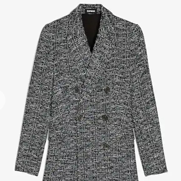 Double Breasted Boucle Blazer (Color: Navy) - Picture 2 of 11